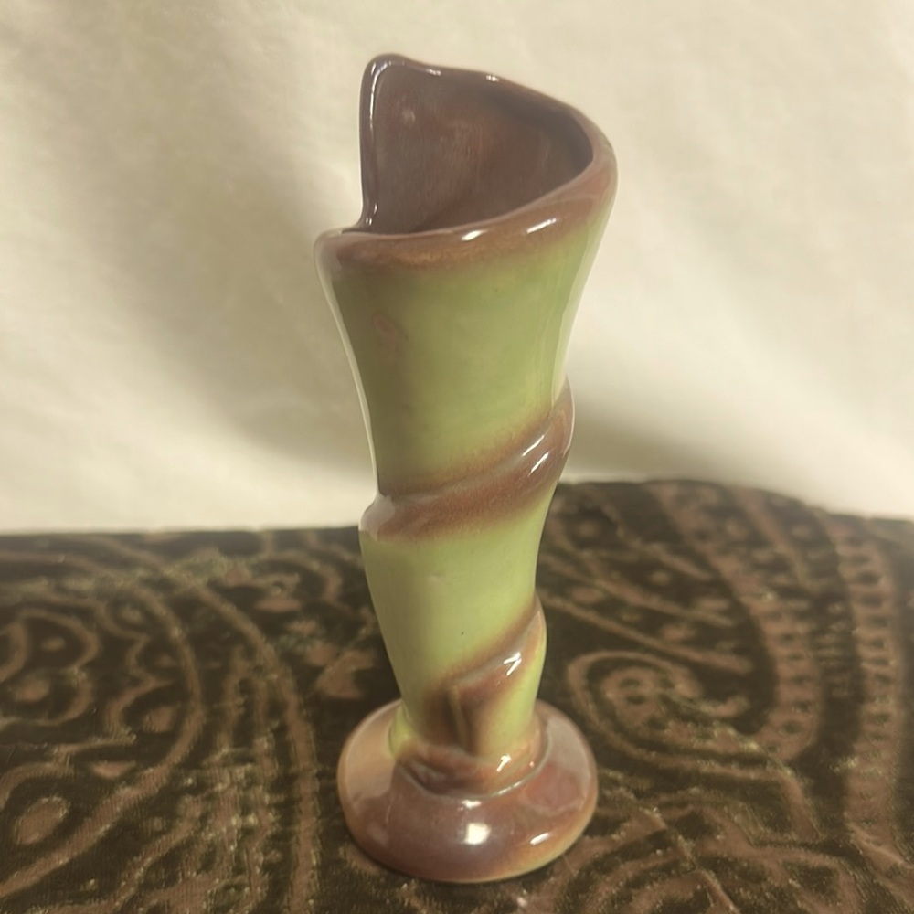 Vintage Green and brown vase. Tag missing.May be from MCM Walker Potteries.